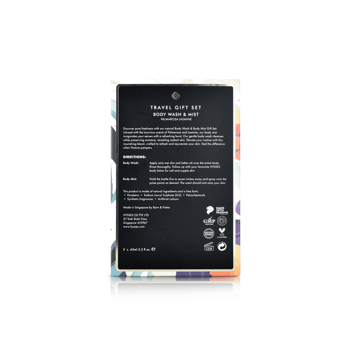 Hysses Body Care Gift Set Of 2, Body Wash & Mist Palmarosa Jasmine, 65ml