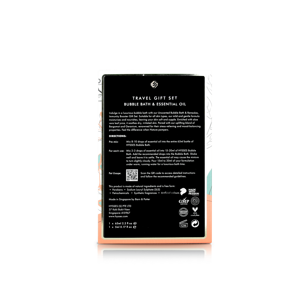 Hysses Body Care Gift Set Of 2, Bubble Bath 65ml & Remedies Immunity Booster 5ml