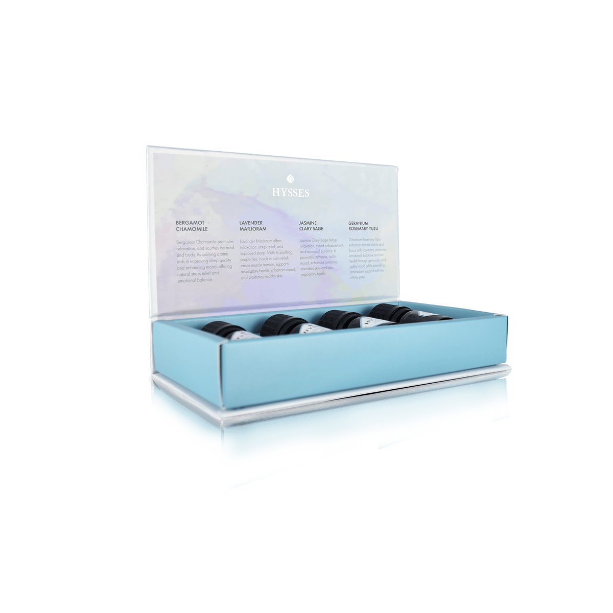 Hysses Body Care Gift Set Of 4 Essential Oils Set, 5ml - Soothing Aid (Bc), Stress Away (Lmj), Healthy Coat (Jc), Flea Away (Gry)