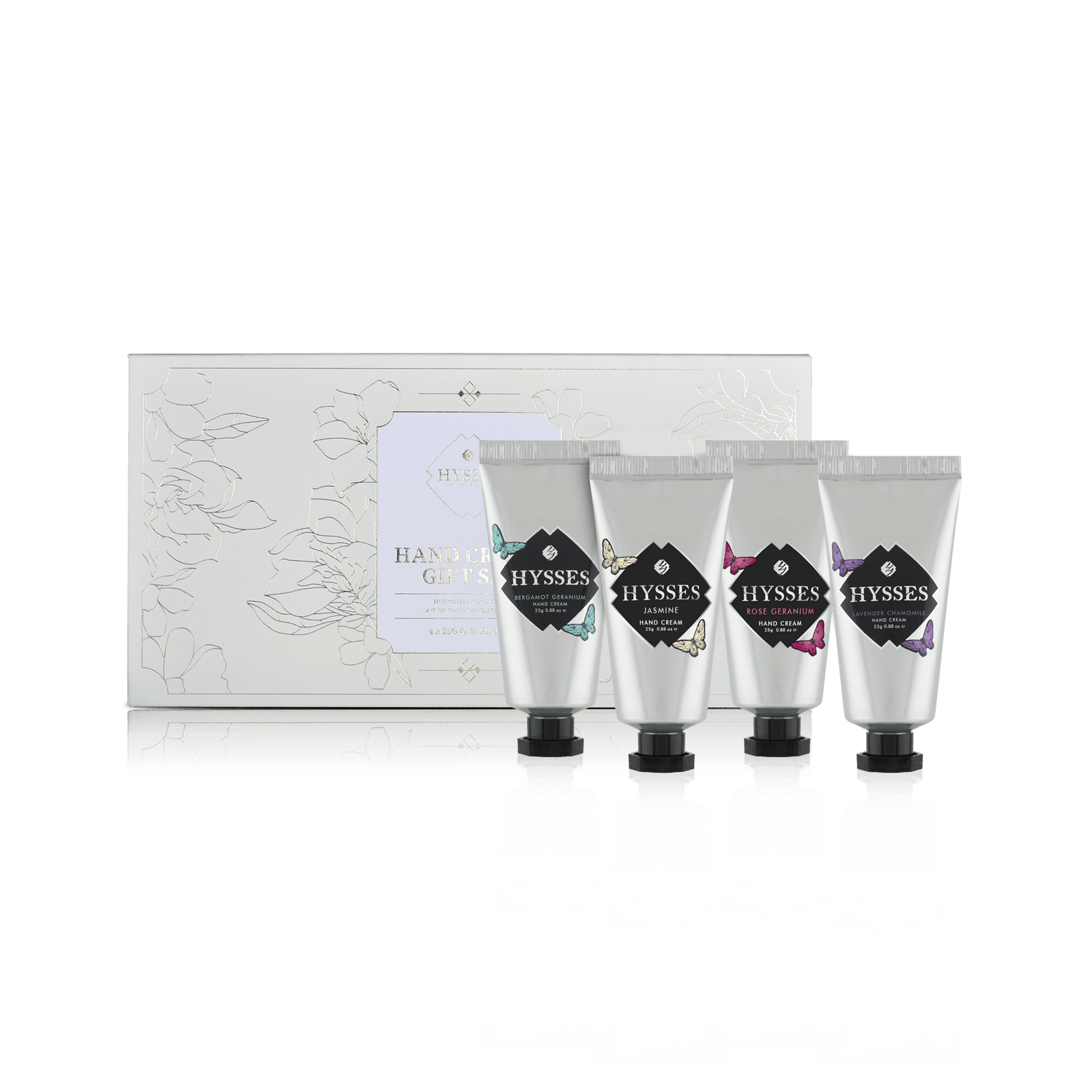 Hysses Body Care Gift Set Of 4 Hand Cream, 25ml (Bergamot Geranium, Jasmine, Lavender Chamomile, Rose Geranium)