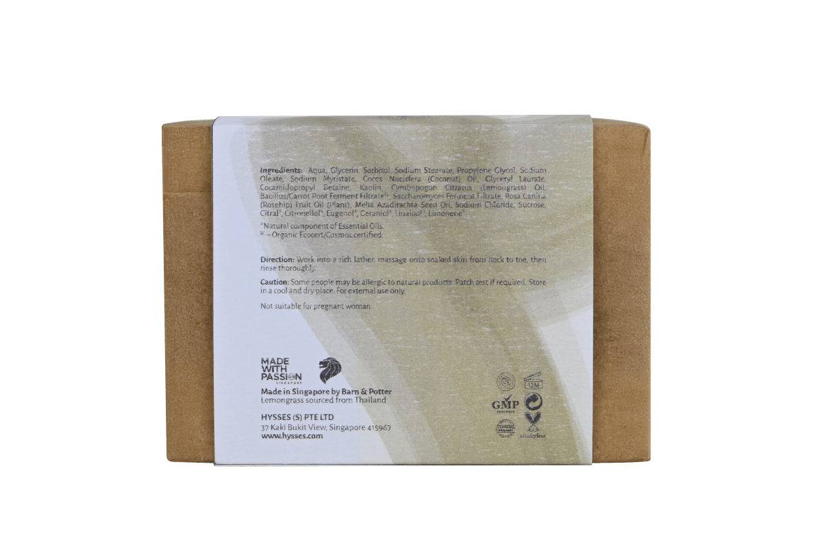 Hysses Body Care Probiotics Handmade Soap, Lemongrass (Wax Paper Wrapped)
