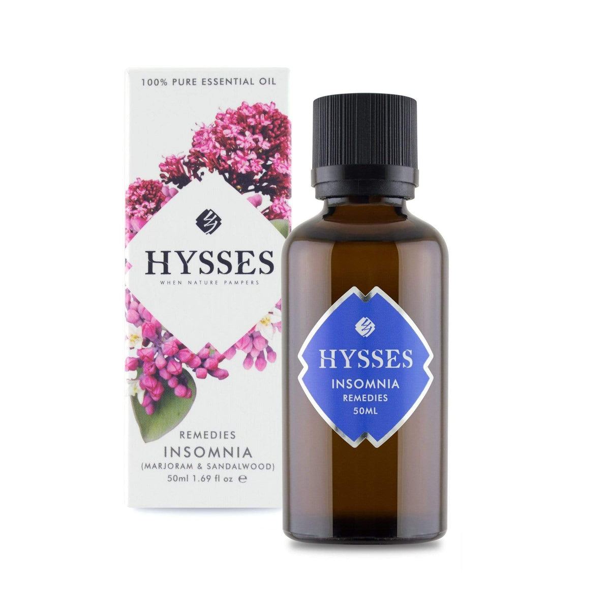 Hysses Essential Oil 50ml Remedies, Insomnia (Marjoram & Sandalwood)