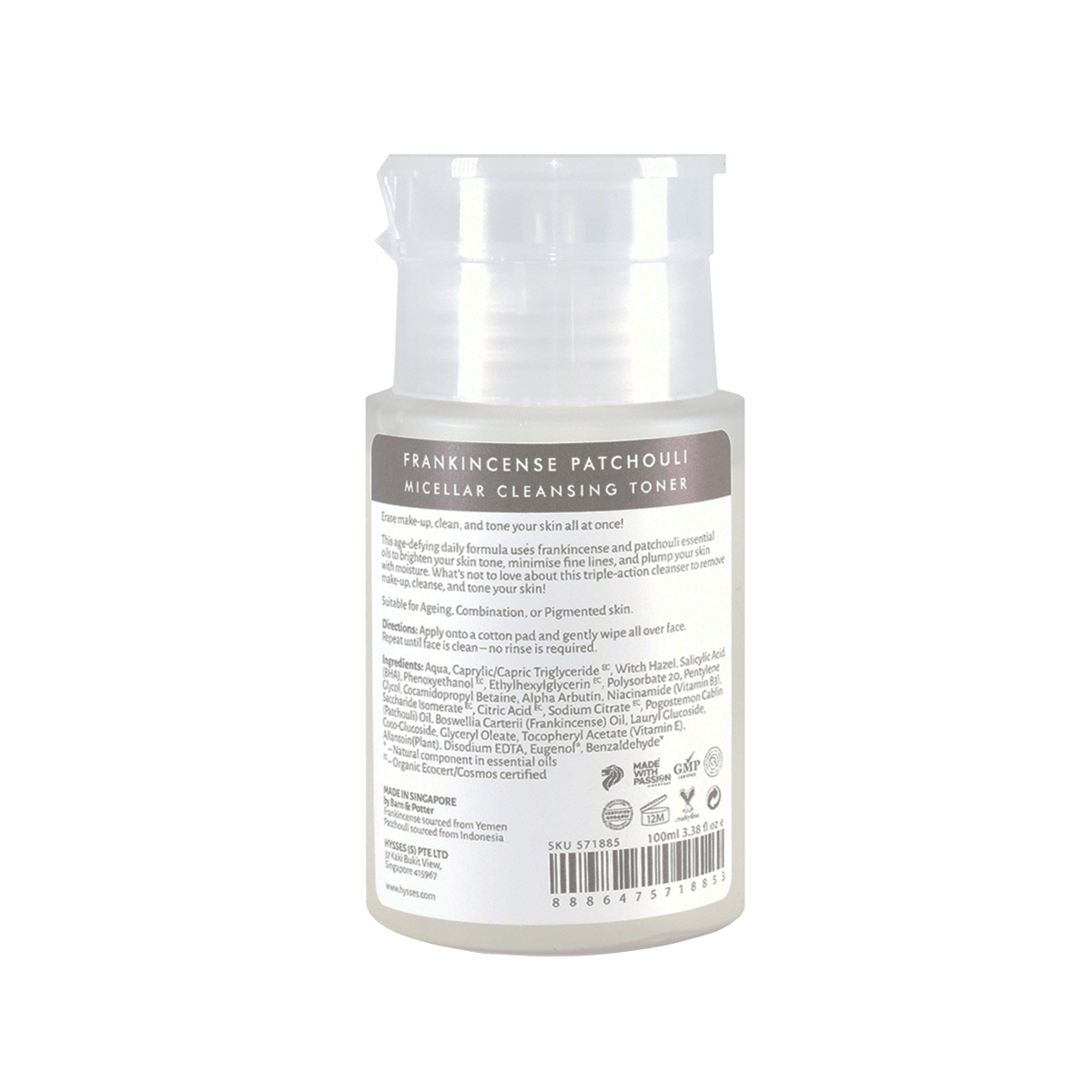 Hysses Face Care Facial Miniature, Micellar Cleansing Toner Frankincense Patchouli