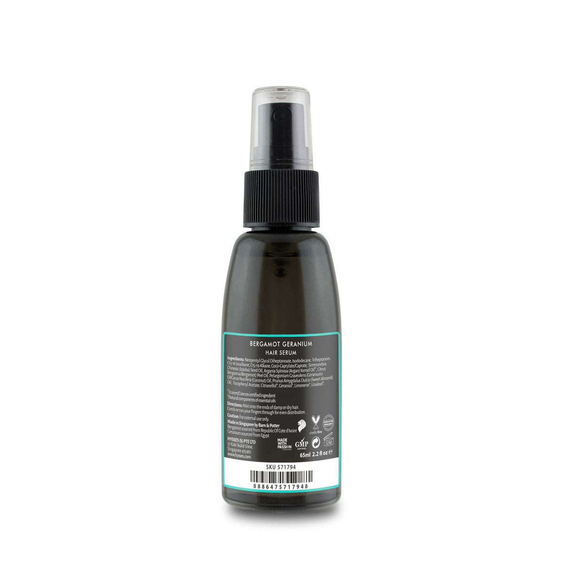 Hysses Hair Care Lightweight Hair Serum Bergamot Geranium