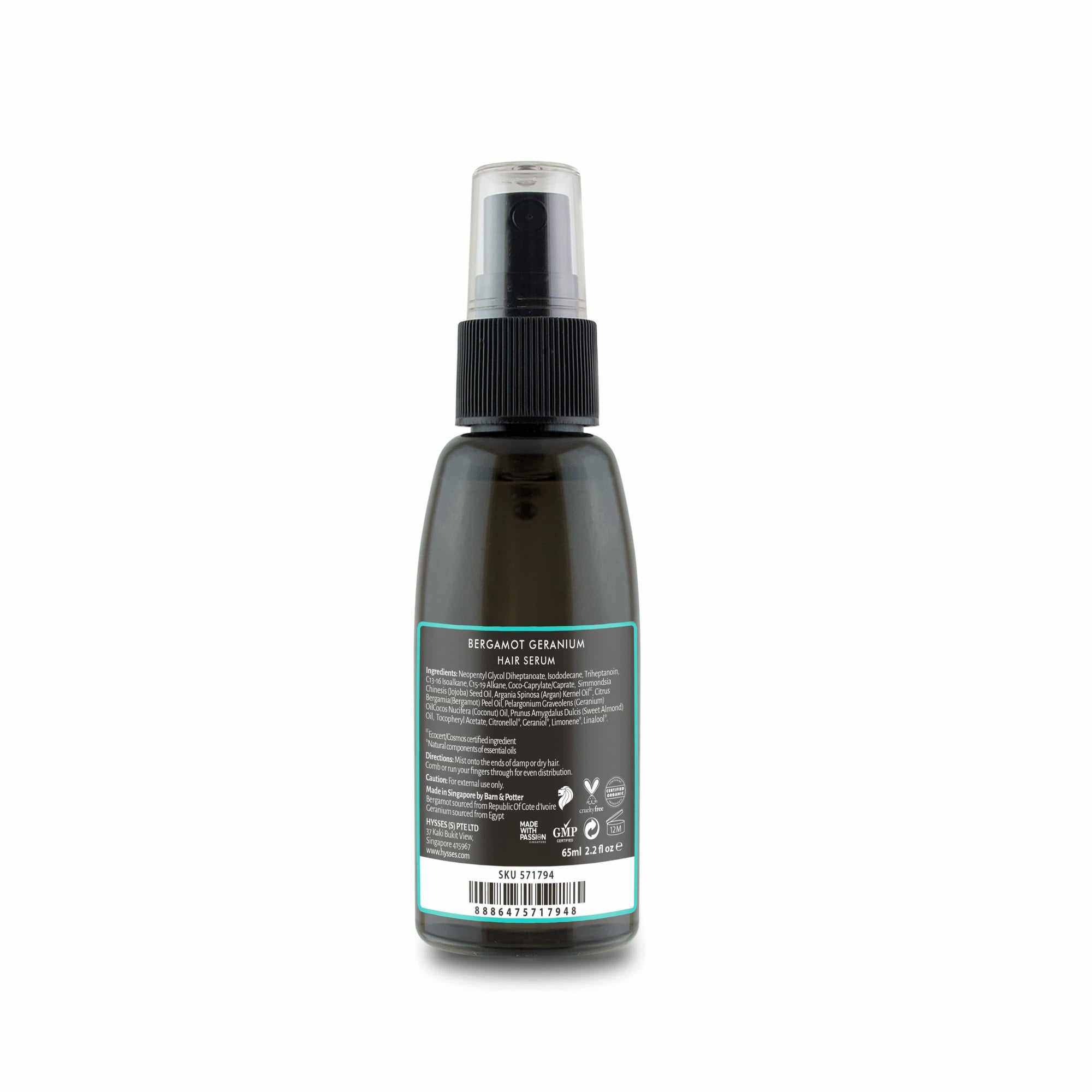 Hysses Hair Care Lightweight Hair Serum Bergamot Geranium