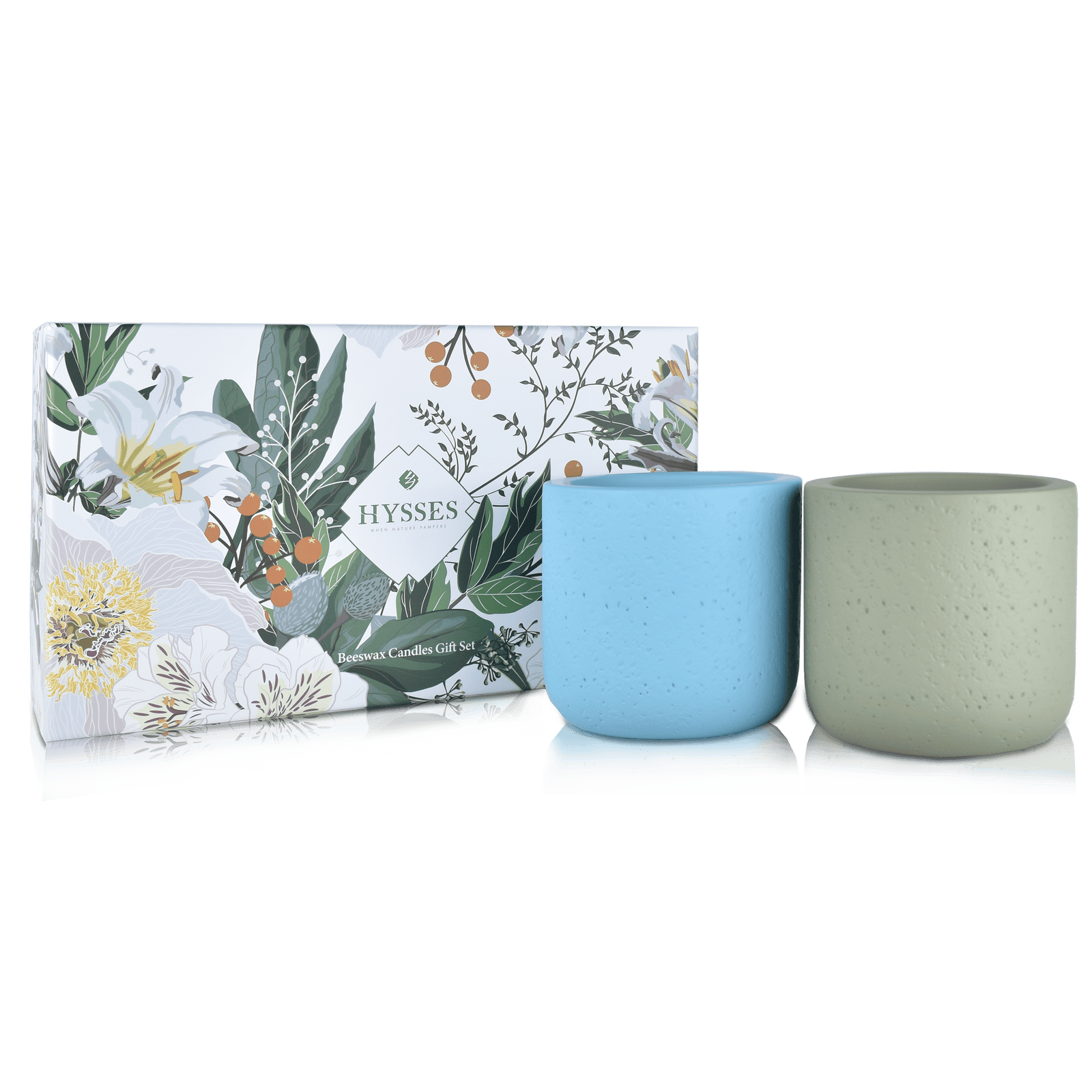 Hysses Home Scents Gift Set Of 2 Beeswax Candles Lemongrass & Palmarosa Jasmine, 150g