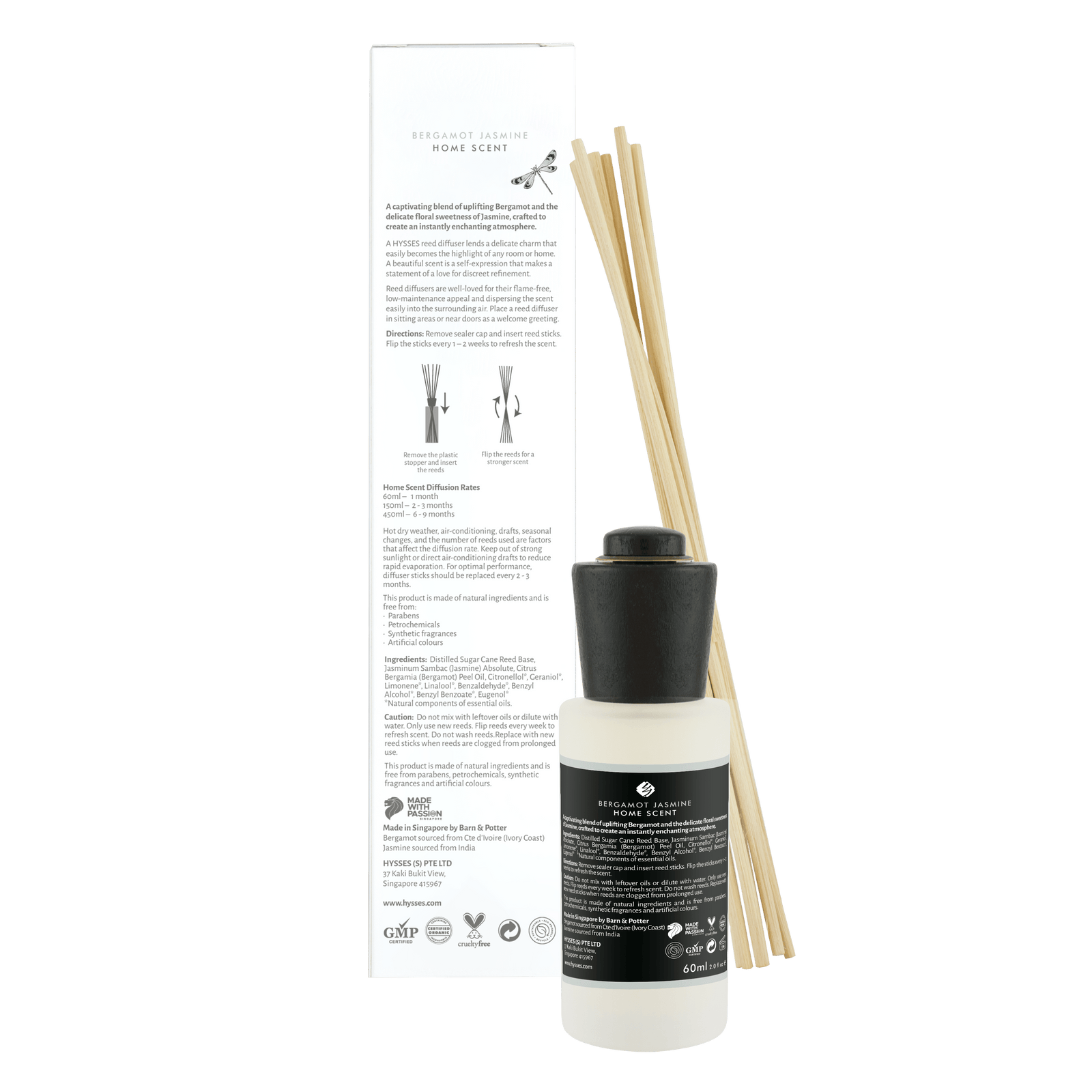 Hysses Malaysia Home Scents 60ml Home Scent Reed Diffuser Bergamot Jasmine