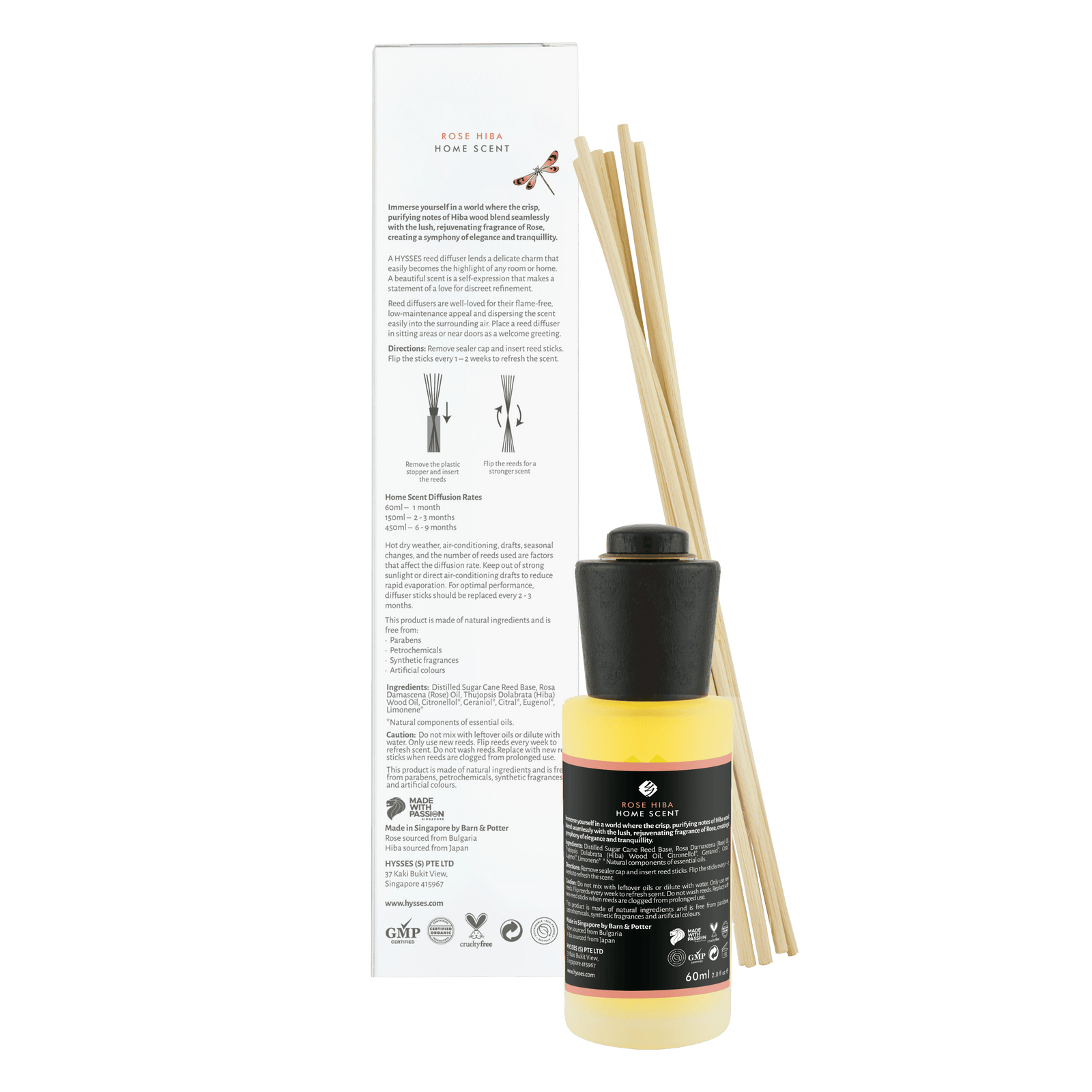 Hysses Malaysia Home Scents 60ml Home Scent Reed Diffuser Rose Hiba