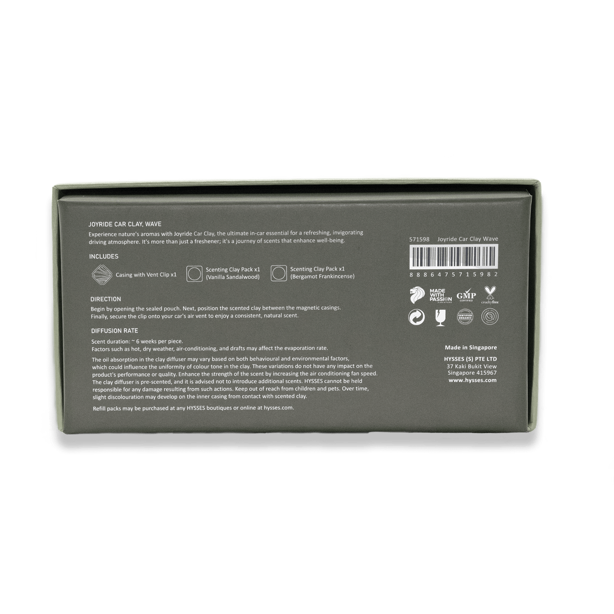 Hysses Home Scents Joyride Car Clay, Wave (Bergamot Frankincense & Vanilla Sandalwood)