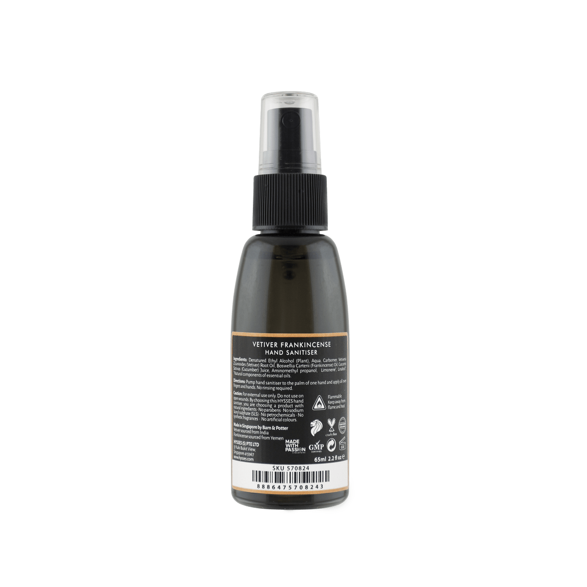 Hysses Body Care Hand Sanitiser Vetiver Frankincense
