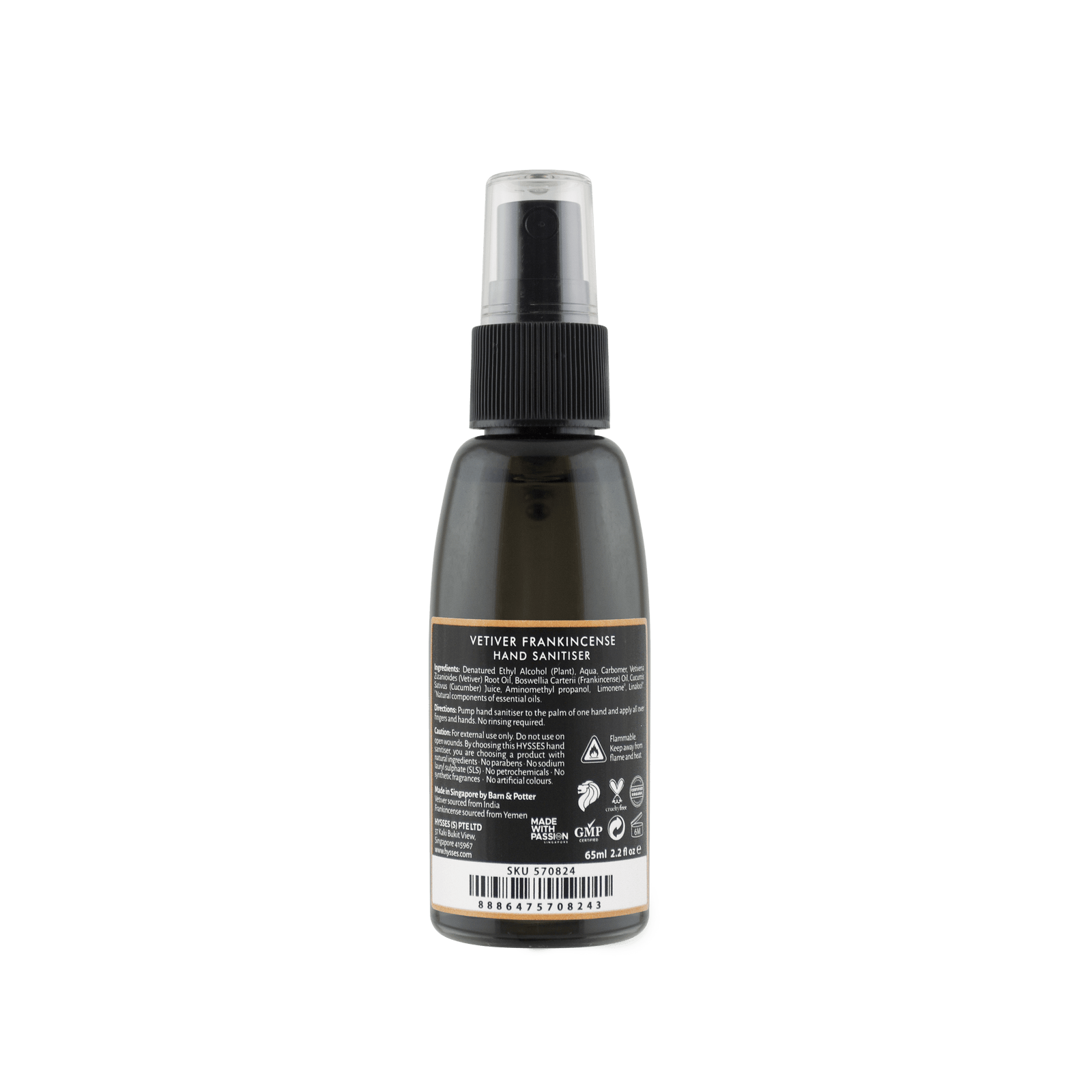 Hysses Body Care Hand Sanitiser Vetiver Frankincense