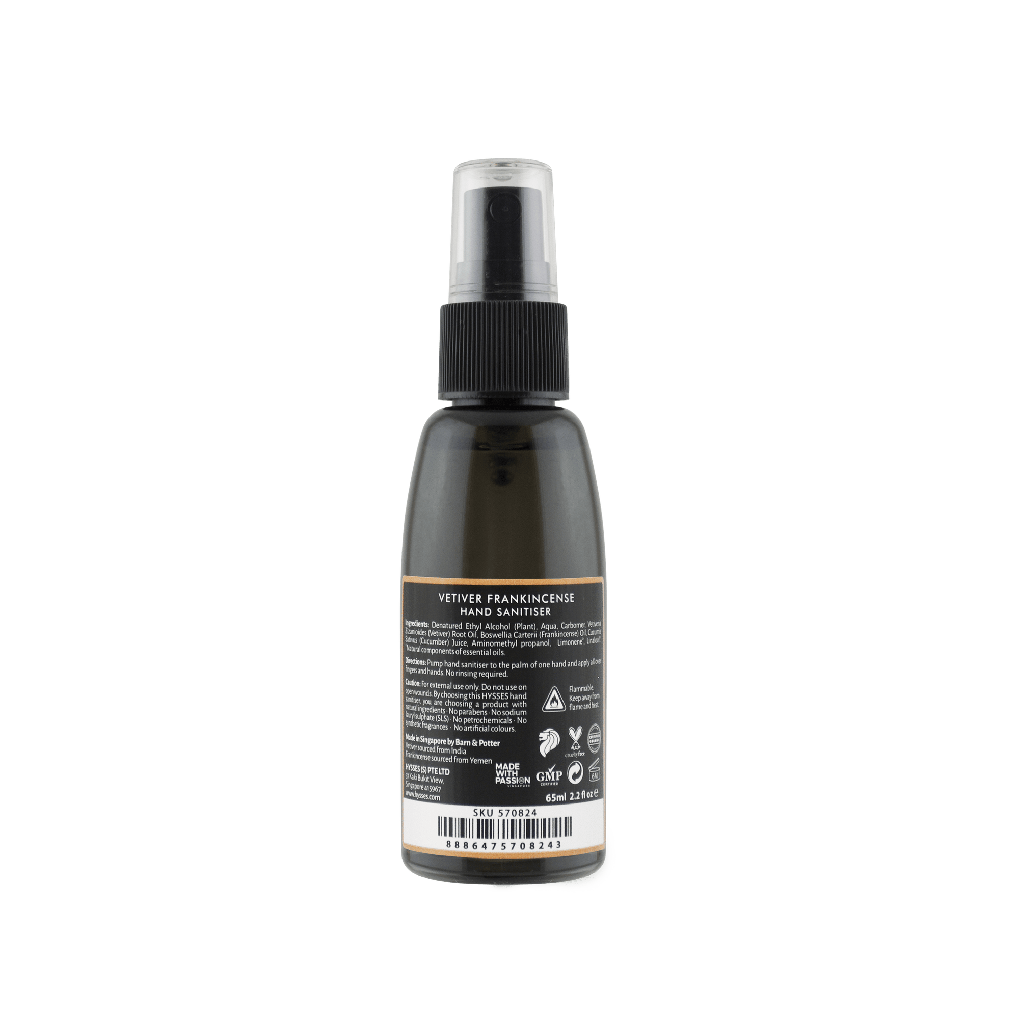 Hysses Body Care Hand Sanitiser Vetiver Frankincense