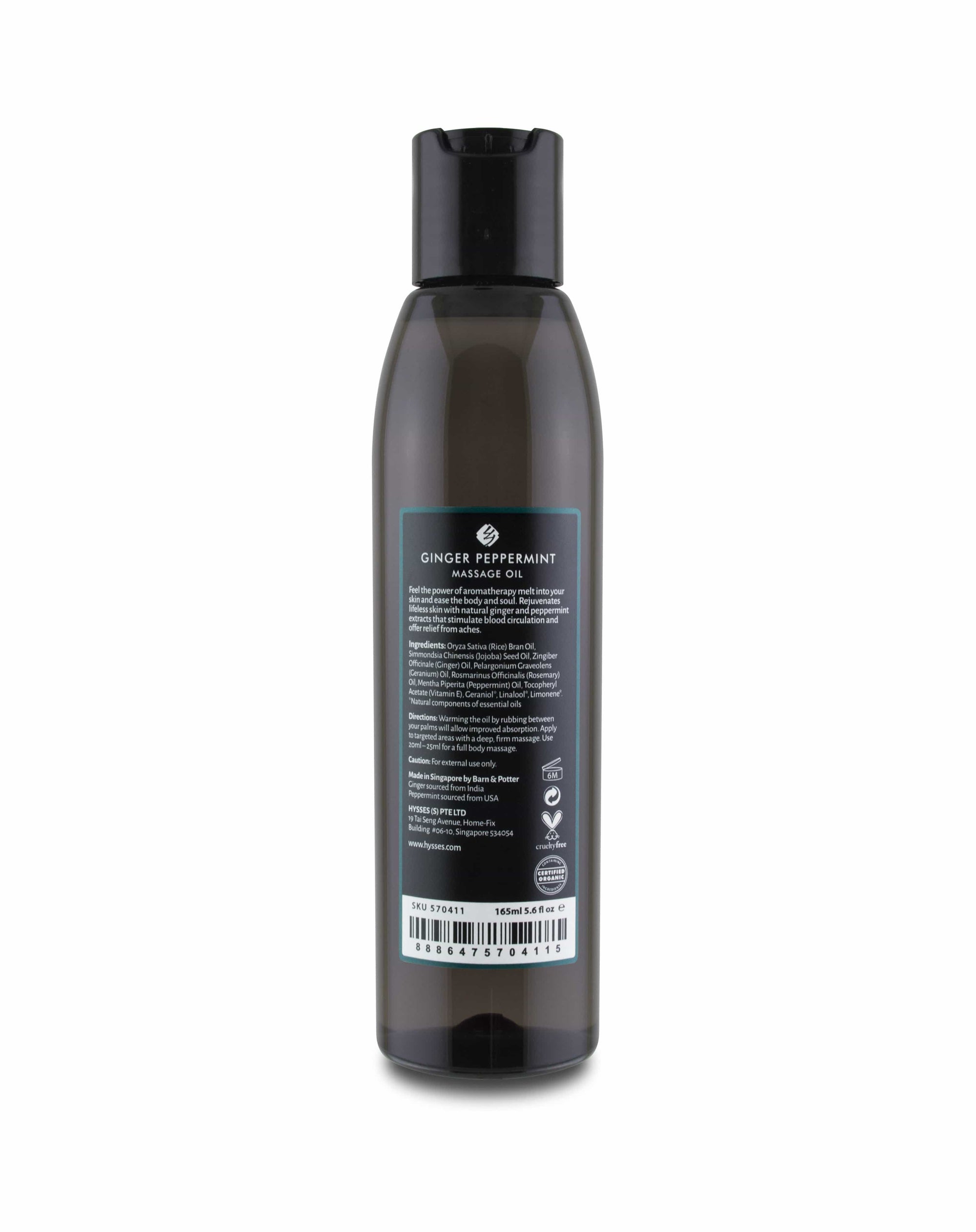 Hysses Body Care Massage Oil Ginger Peppermint