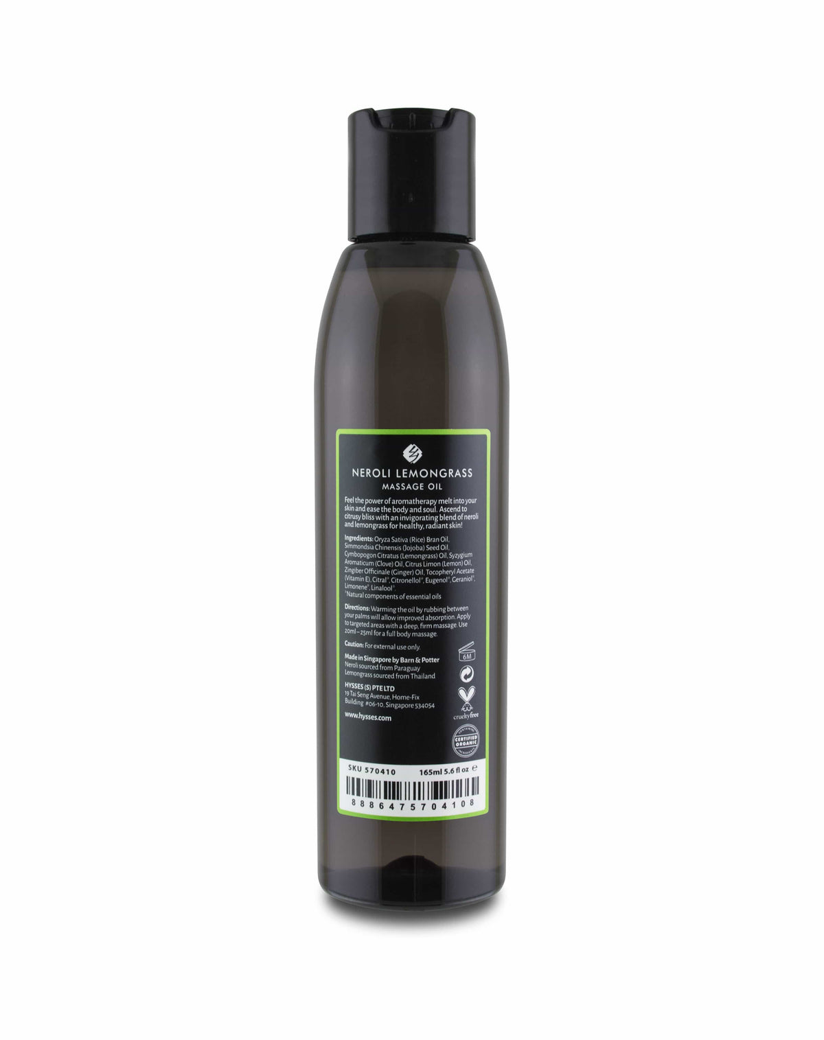 Hysses Body Care Massage Oil Neroli Lemongrass