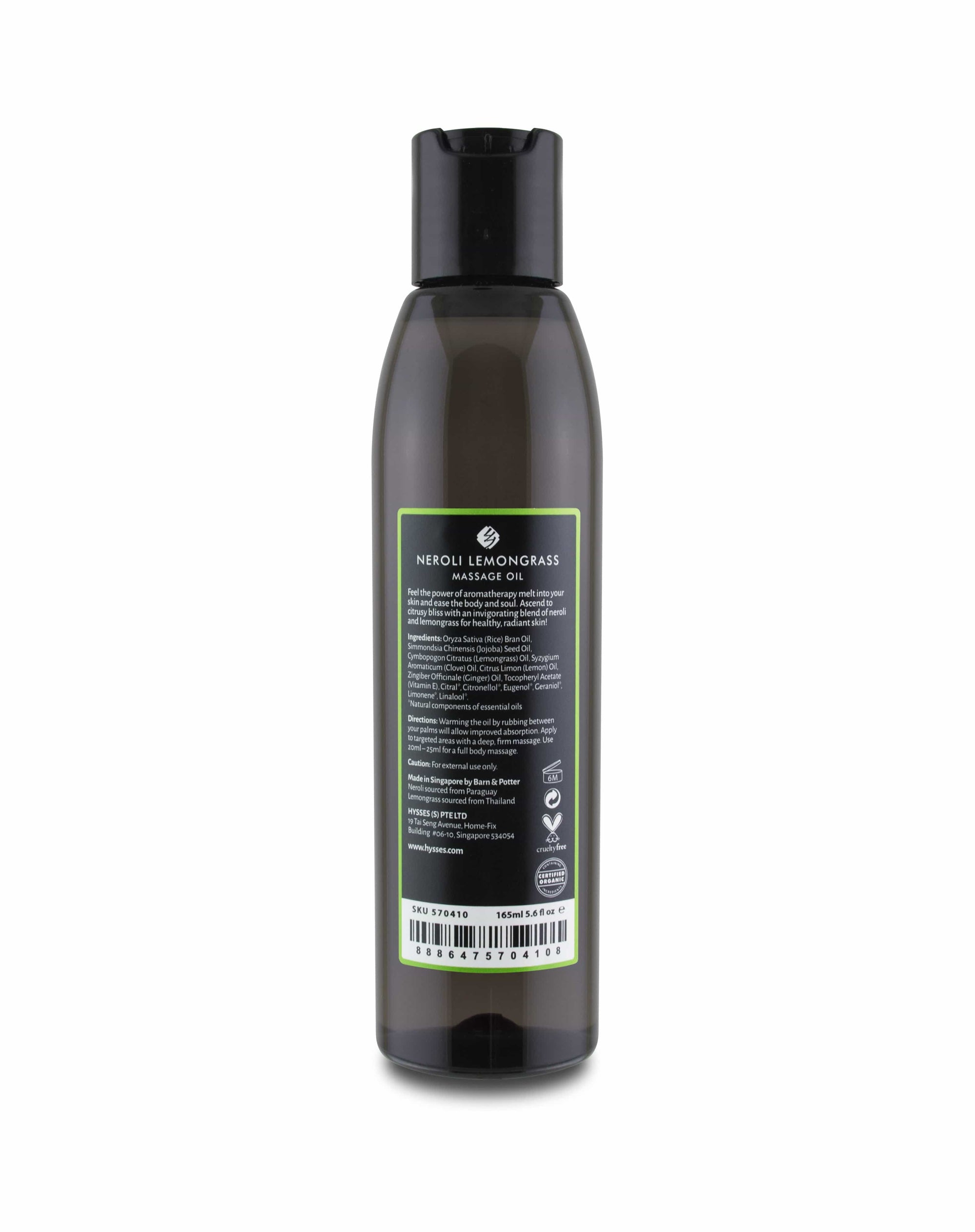 Hysses Body Care Massage Oil Neroli Lemongrass