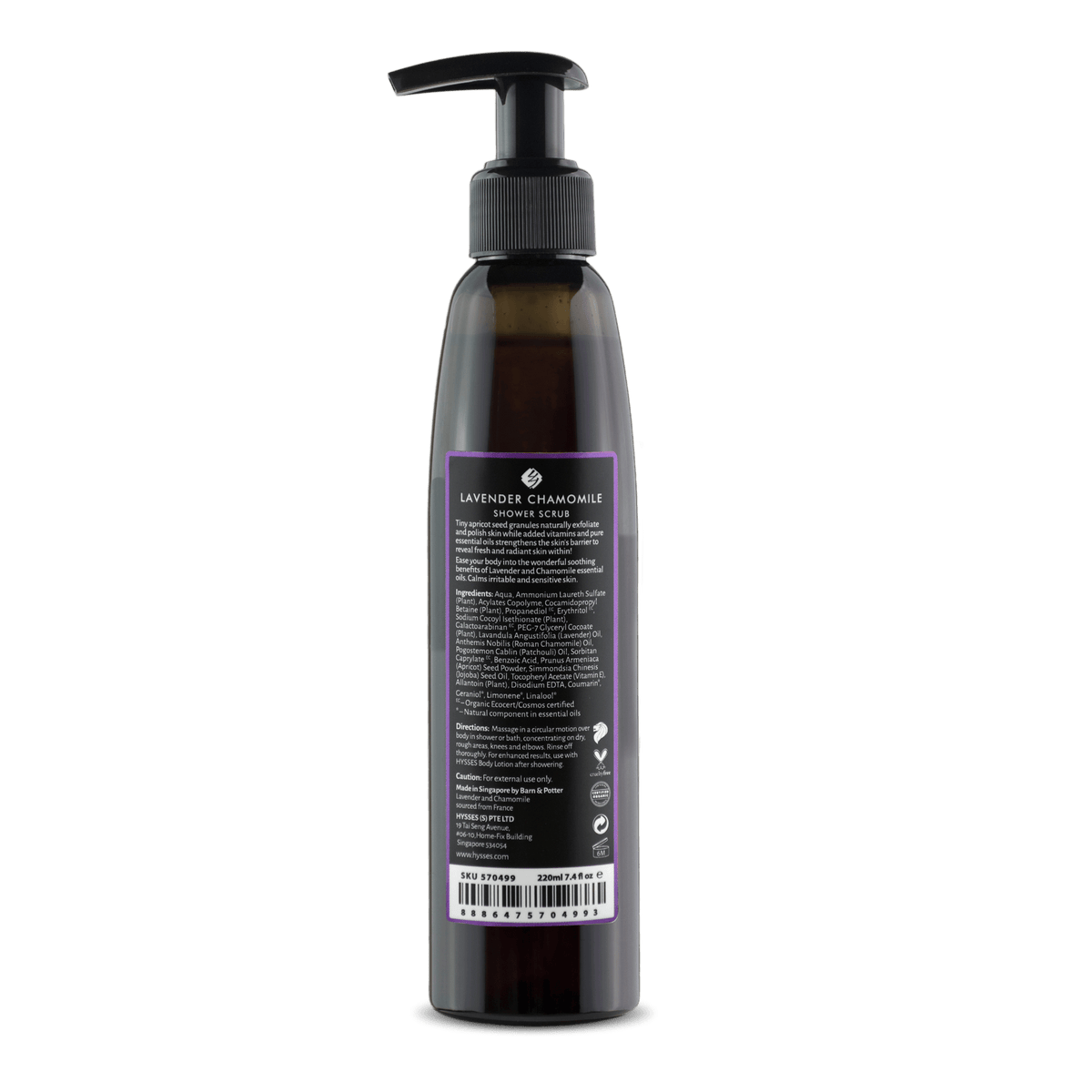 Hysses Body Care 220ml Shower Scrub Lavender Chamomile