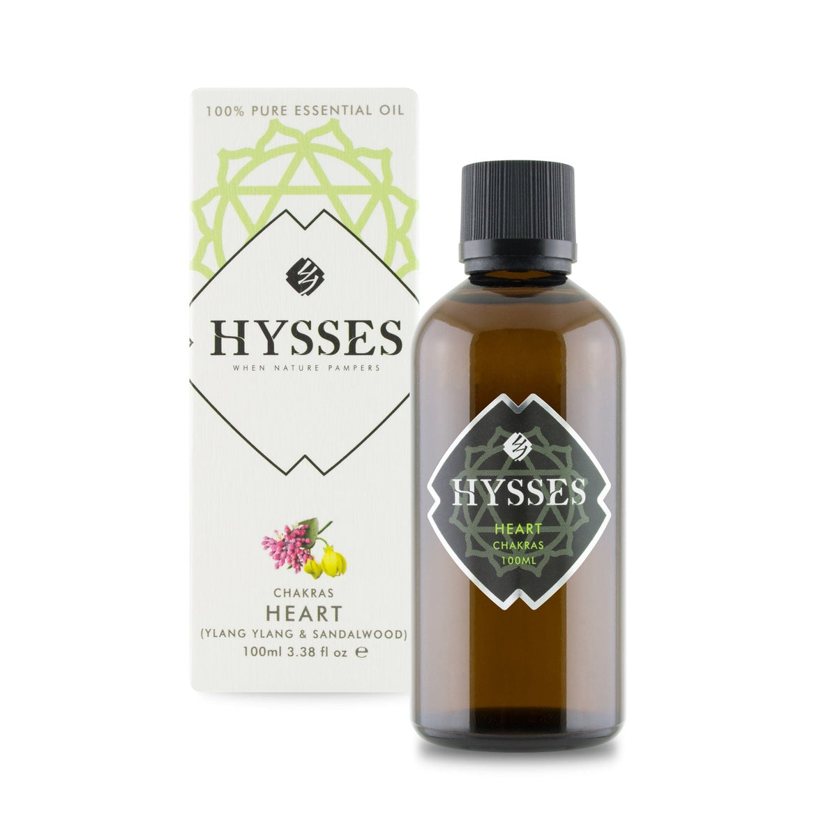 Hysses Essential Oil 100ml Chakras, Heart (Sandalwood & Ylang Ylang)