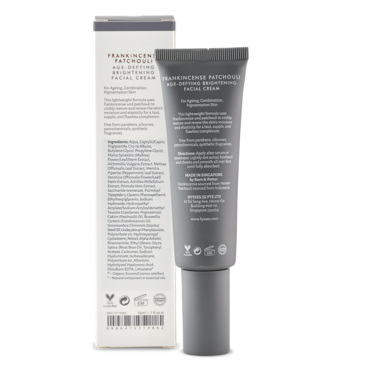 Hysses Face Care Age Defying Brightening Facial Cream Frankincense Patchouli