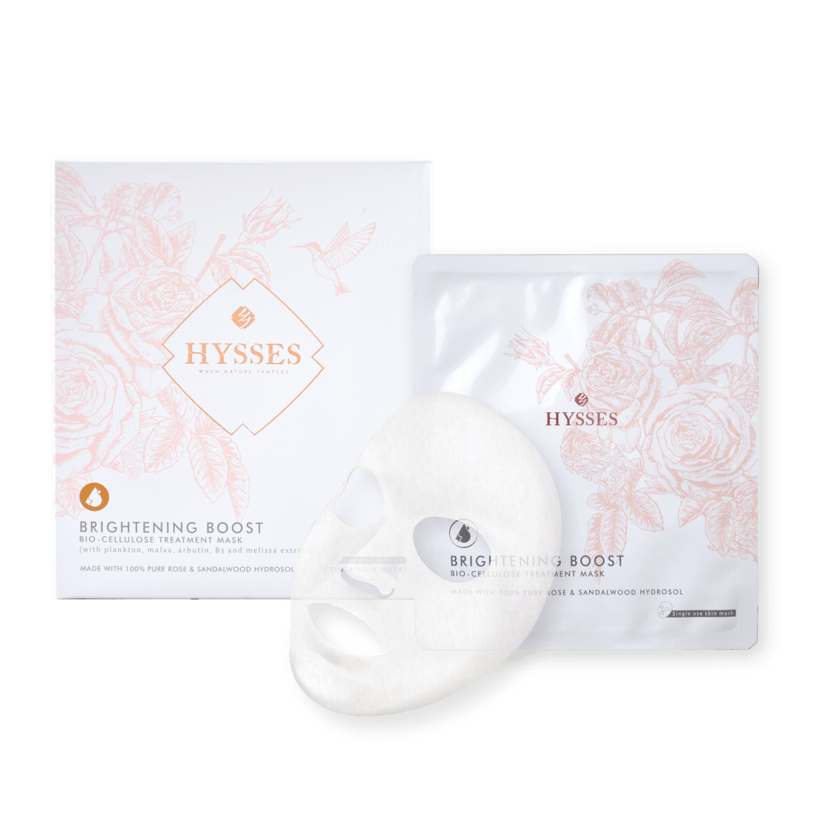 Hysses Face Care Bio Cellulose Mask Brightening Rose Sandalwood