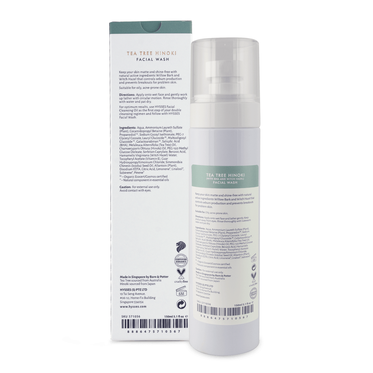Hysses Face Care Facial Wash Tea Tree Hinoki
