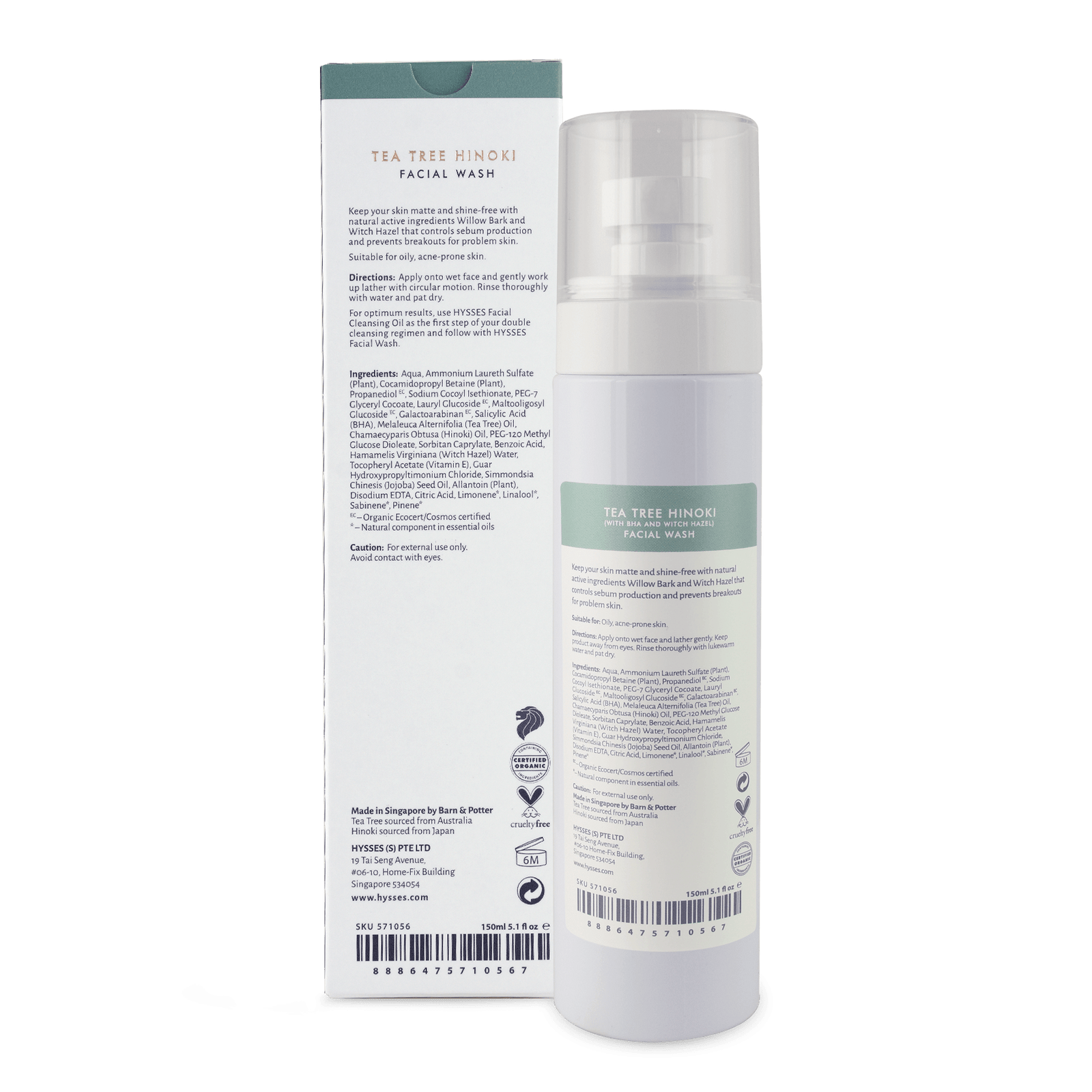 Hysses Face Care Facial Wash Tea Tree Hinoki