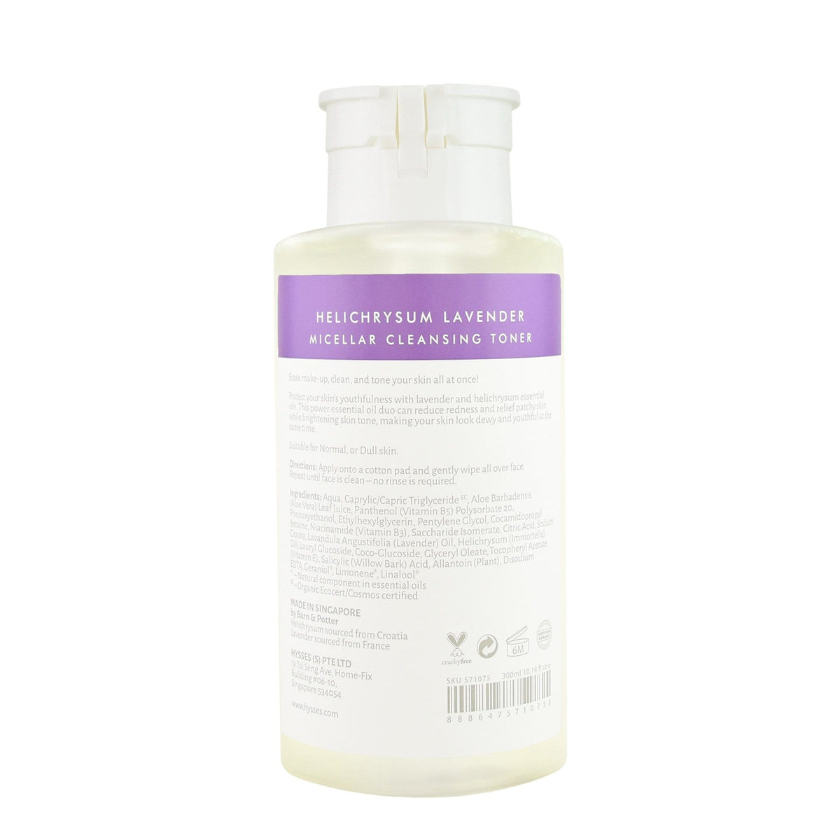 Hysses Face Care Micellar Cleansing Toner Helichrysum Lavender