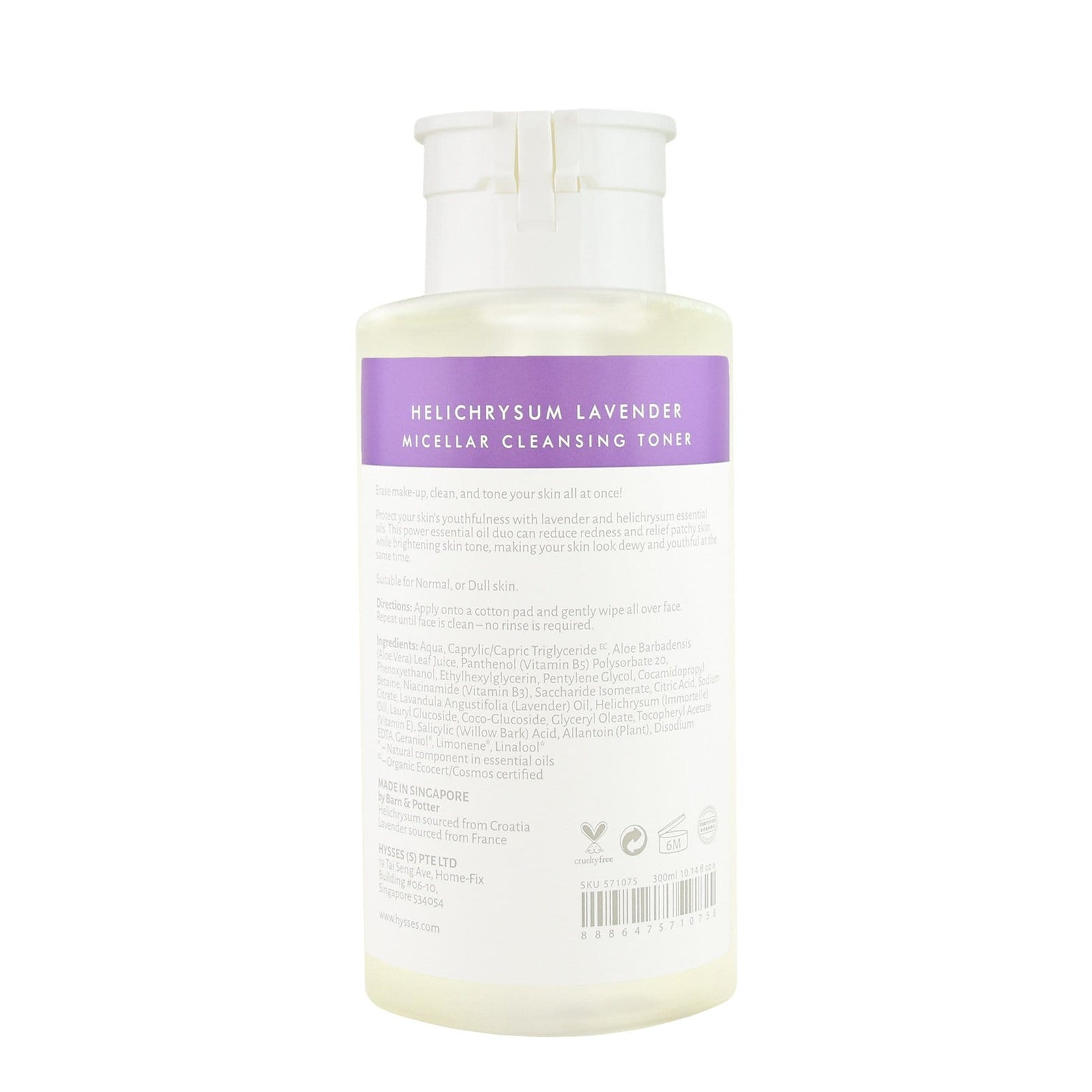 Hysses Face Care Micellar Cleansing Toner Helichrysum Lavender